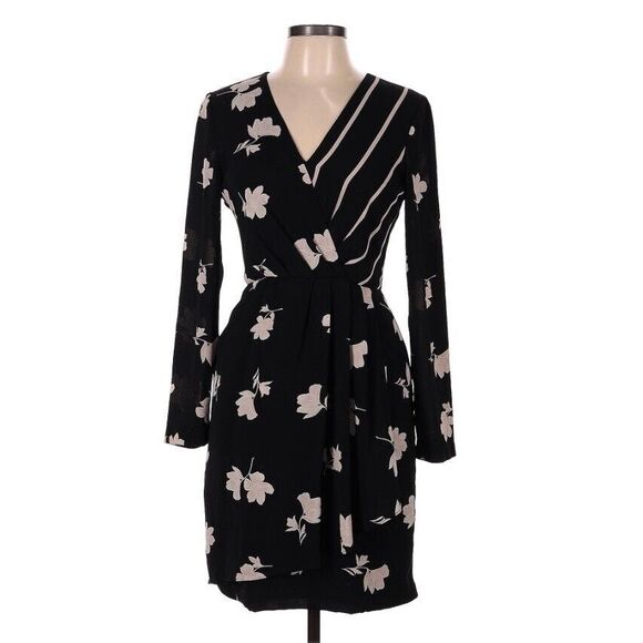 Slate & Willow Floral black Wrap‎ Dress Size 10 - Picture 1 of 10